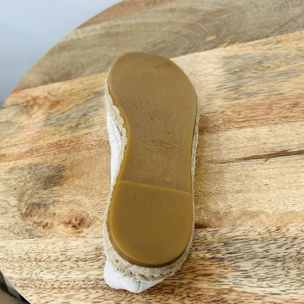 rag & bone Women's Espadrille Runner Ivory Leather Sneakers Size 8.5 EUR 38.5